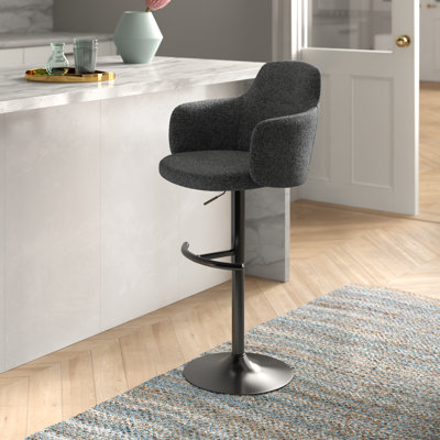 Shofner Swivel Upholstered Adjustable Height Counter Stool with Metal Frame