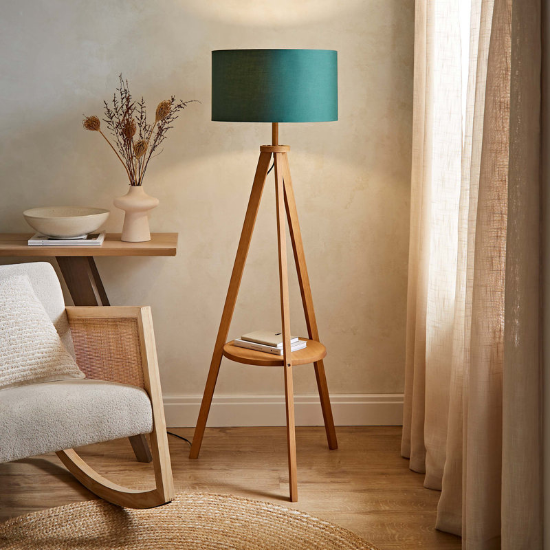 148cm Satin Tripod Floor Lamp, Green, No