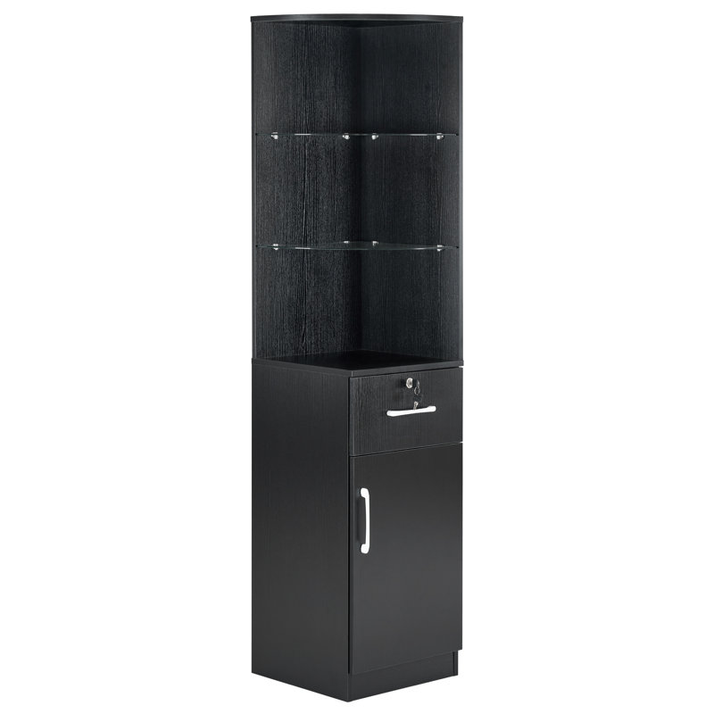 Meuble-lavabo de coin avec porte et tablettes en verre pour salon H 70 po x l 15,8 po