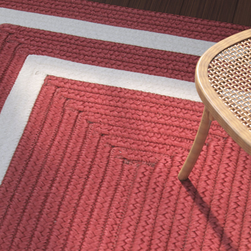 Tapis rouge tressé à bordure Cisbrough, Rectangle 2 pi x 3 pi