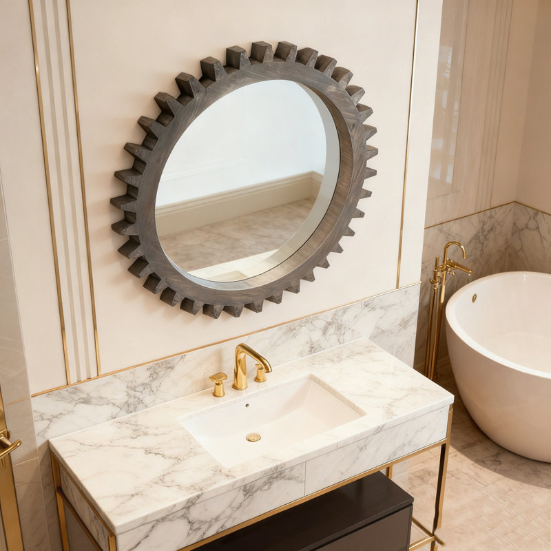 Miroir décoratif mural 26 po x 26 po, 26 po x 26 po, Marron foncé