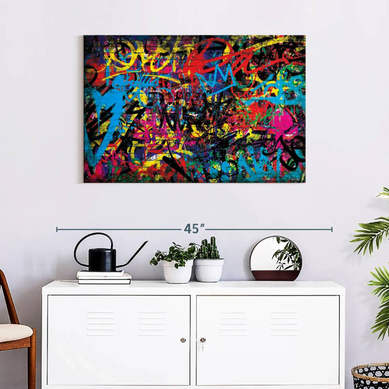 Abstract Graffiti Canvas Print, 24" H x 36" W x 1.25" D