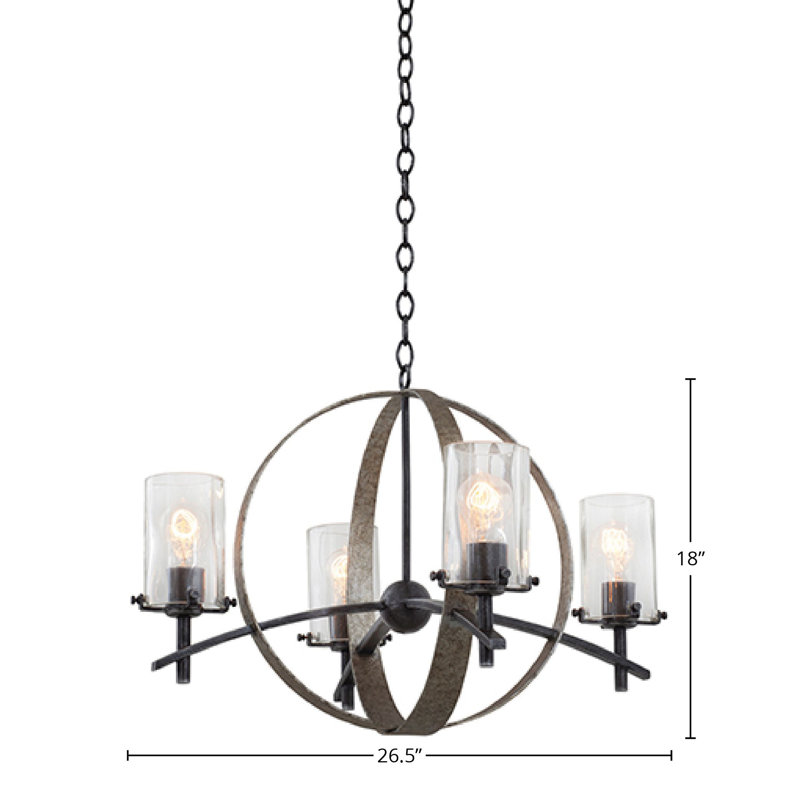 Lustre en fer rétro 4 LT Irvine Kalco