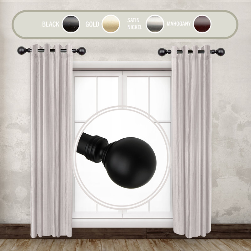 Tringle à rideaux simple Iorio Globe, Noir, noir, noir, noir