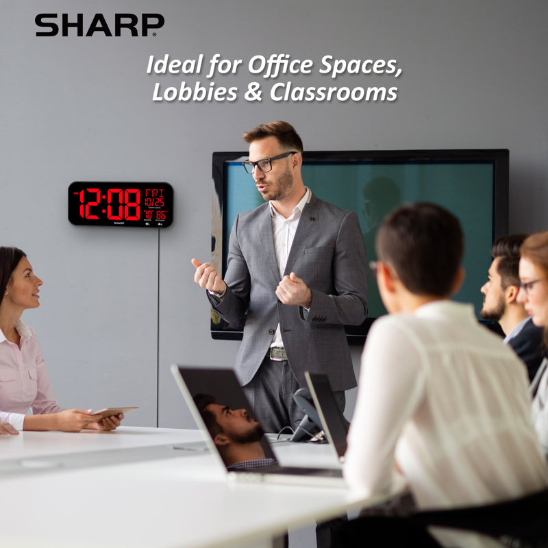 Sharp Digital Oversized Screen LED Clock, Tabletop or Wall Mountable