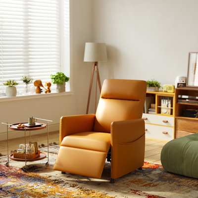 Fauteuil inclinable électrique en cuir brun pour adultes - Fauteuil inclinable électrique avec repose-pieds et siège rembourré, conception peu encombrante pour le salon et le cinéma maison