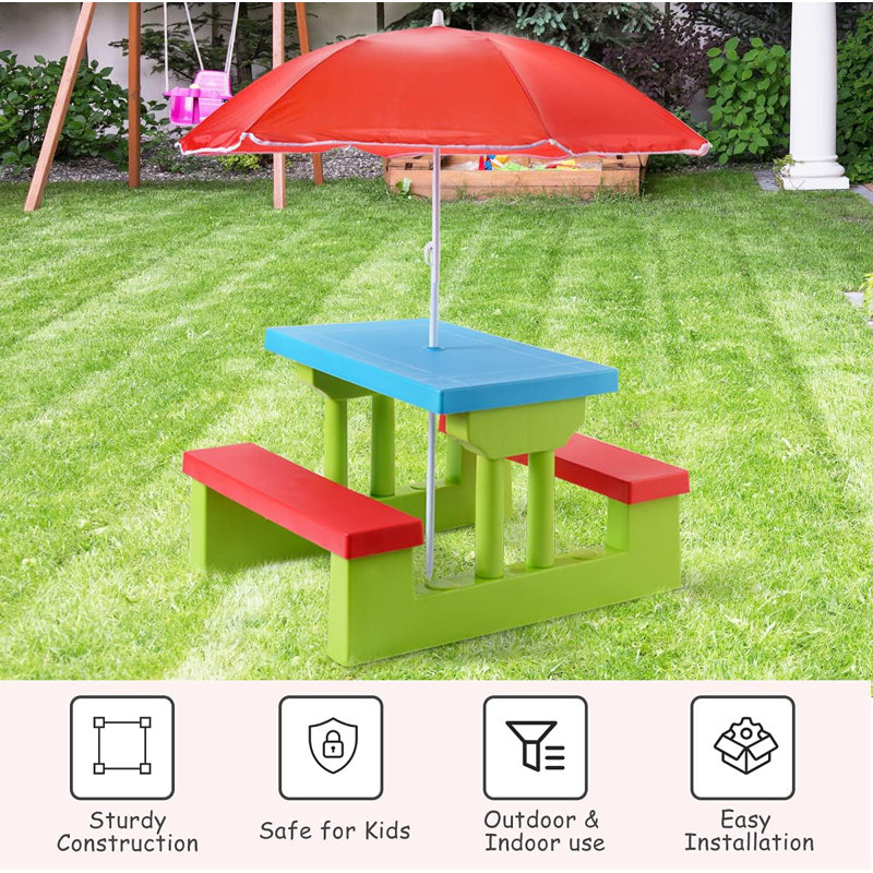 Table de pique-nique pour enfants, Bleu / Vert