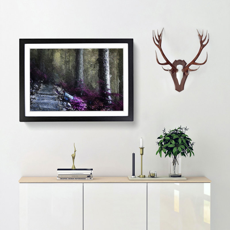 Path Through a Forest in Vancouver - Picture Frame Painting Print, Black Framed, 48cm H x 65cm W x 2cm D