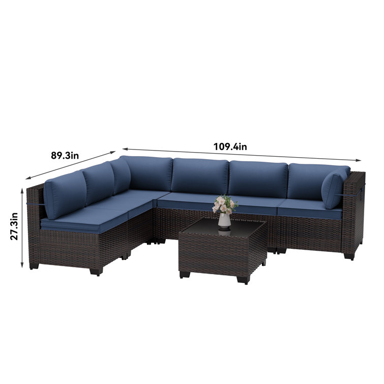 Modern Outdoor Sectional With Rattan And Cushions Weather Resistant