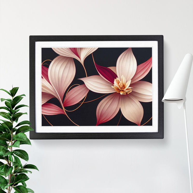 Ethereal Flowers Deco - Framed Print, Black, 46cm H x 64cm W x 2cm D