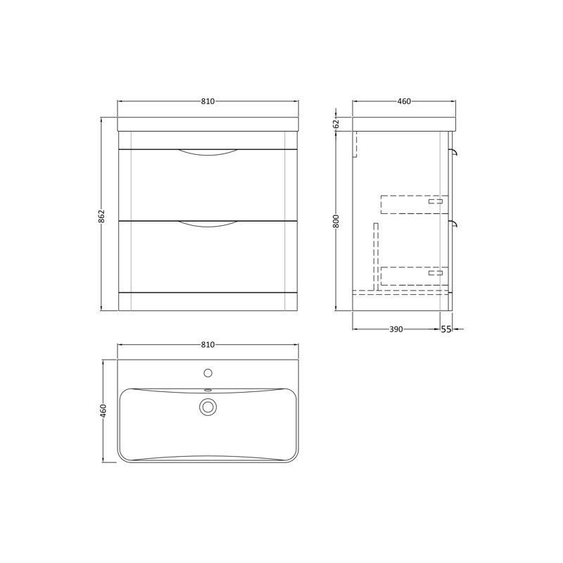 Parade 810 mm Bathroom Vanity, Gloss White