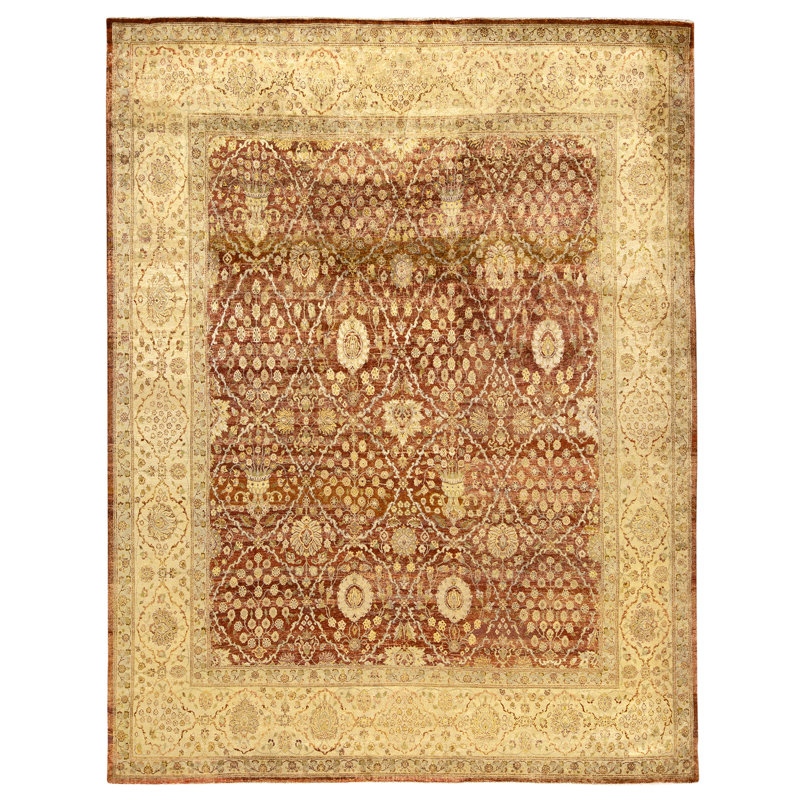 High-Quality Hand-Knotted Red And Cream Area Rug