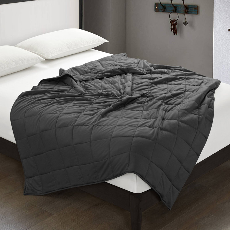 Gray Queen Size 20 lb Weighted Blanket with Glass Beads