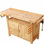 Établi professionnel 50 po en bois d'hévéa massif - 3 tiroirs, 1 porte d'armoire et tablette ouverte, finition naturelle pour garage, atelier de menuiserie et utilisation à la maison