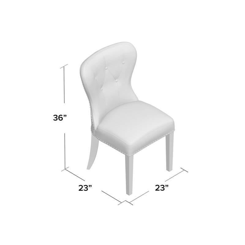 Tufted Solid Wood Side Chair in Beige/Brown