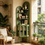 Armoire de coin en bois massif vert