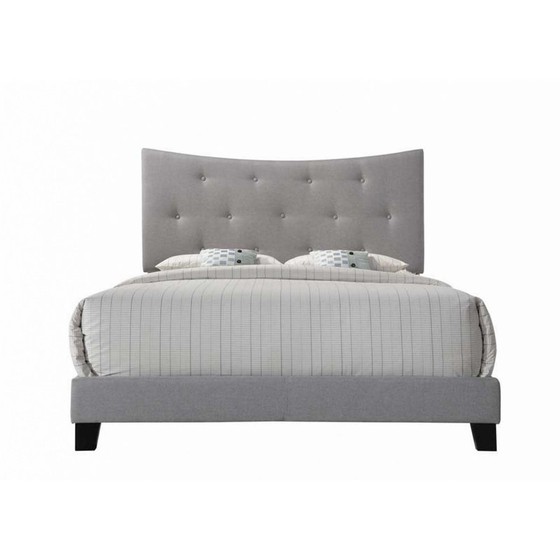 Grand lit Venacha en tissu gris
