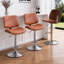 Tabouret de bar pivotant à hauteur réglable, siège en similicuir avec structure en métal pour comptoir de cuisine (orange, ensemble de 3)-775643301-775643300