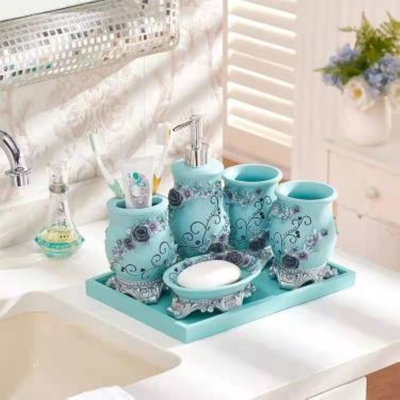 Ensemble d'accessoires de salle de bain rose mauve
