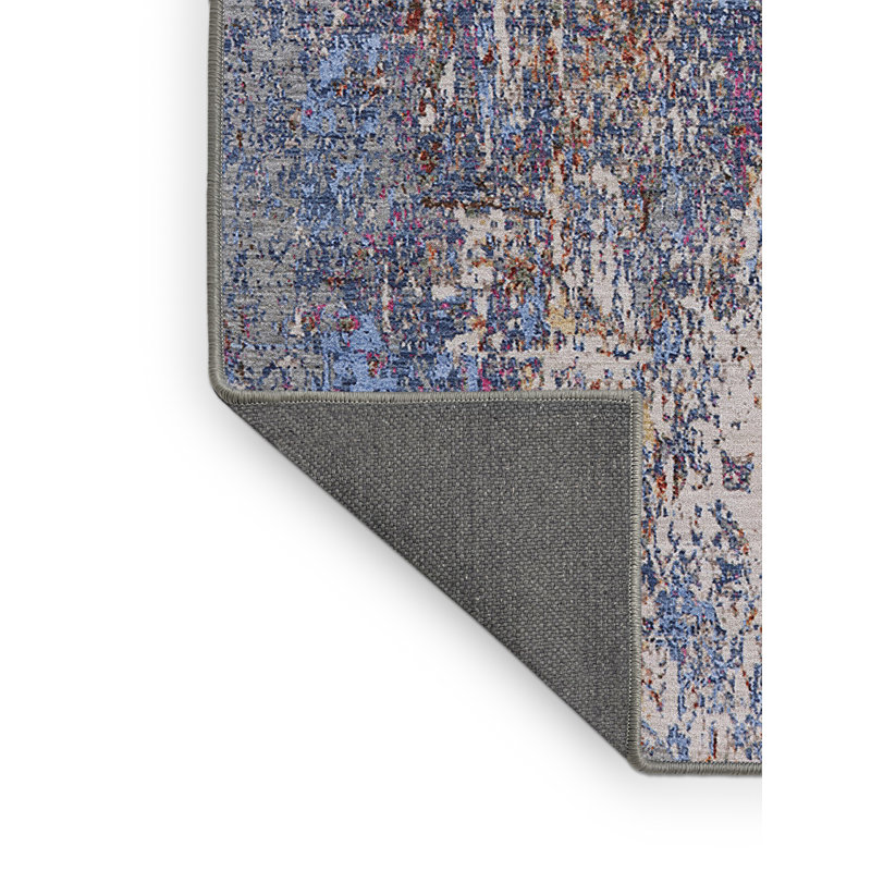 Tapis abstrait bleu / brun clair / rouge Bruin, Rectangle 3 pi x 5 pi