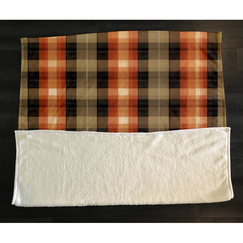 Throw Blanket, 68" W x 80" L, Checkered/Abstract, Orange/Brown
