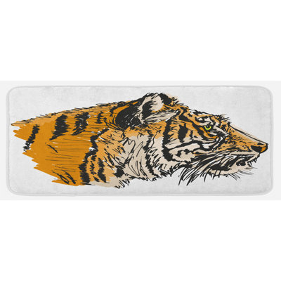 Tapis de cuisine bleu brun pâle "drawing of bengal royal animal carnivore large avec des couleurs éclatantes"