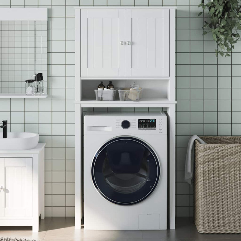 Laylarae Solid Wood Bathroom Storage, White, 64.8" H x 29.9" W x 10.6" D