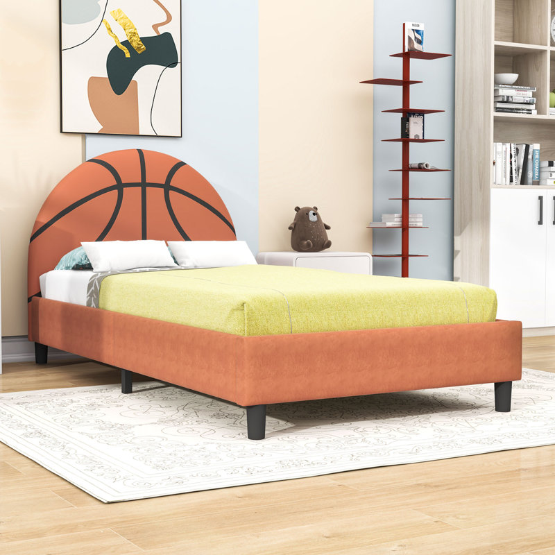 Basketball Design Twin Upholstered Platform Bed