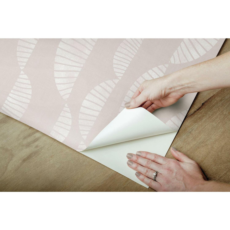 Papier peint SEYCHELLES WAVE PEEL & STICK, Rose / blanc