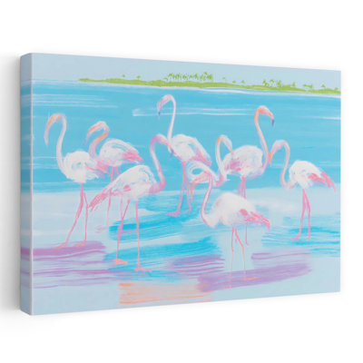 Flamants roses, impression d'art mural contemporain