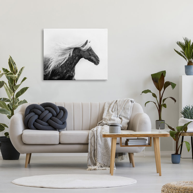 Cheval avec crinière blanche sur toile par PHBurchett, H 30 po x l 40 po x P 1,5 po