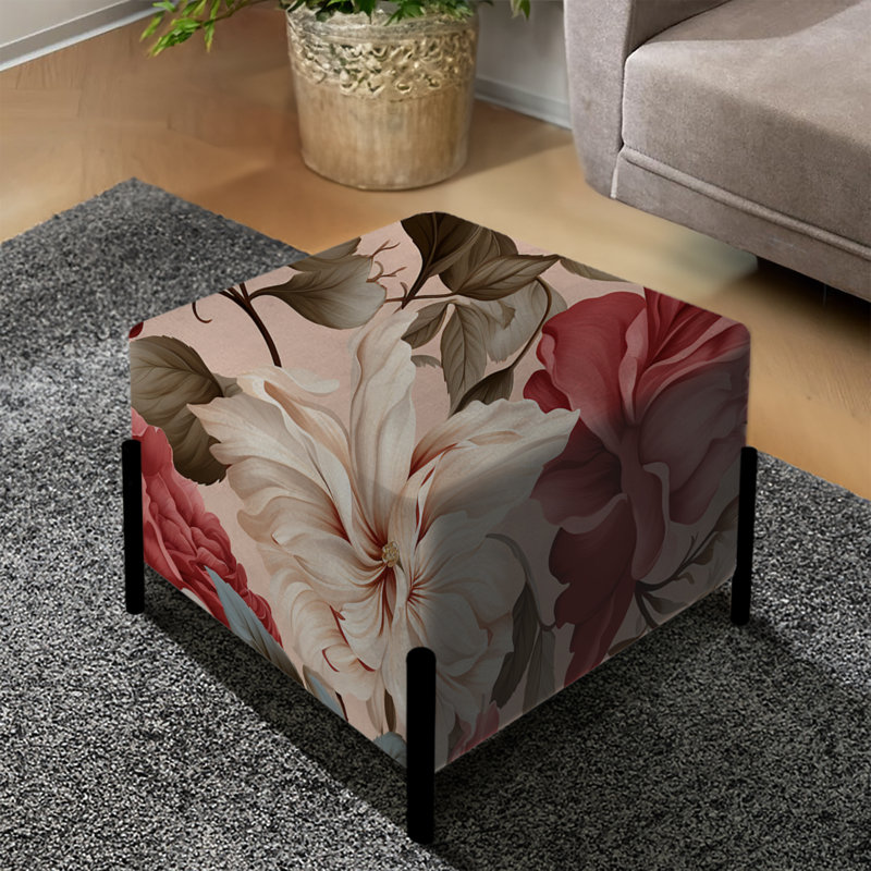 Repose-pieds rétro avec motif victorien II de roses rétro - Floral