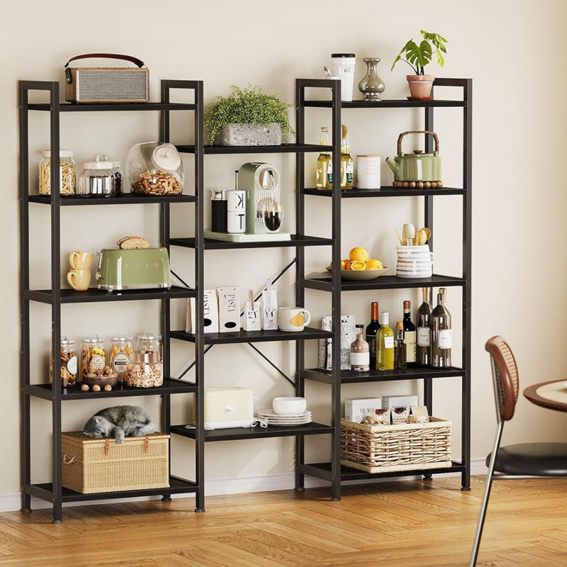 Bookcase, 145.5 cm H x 125.6 cm W x 24 cm D x, Black