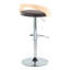 Tabouret de bar réglable avec pivot en métal chromé, bois naturel et similicuir brun avec repose-pieds arrondi en T - ensemble de 3-1177749904-1177749907