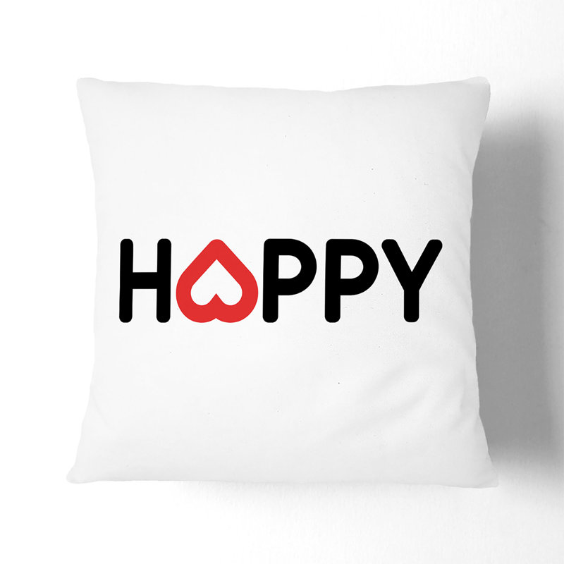 Happy Square Throw Cushion, 55cm H x 55cm W x 20cm D