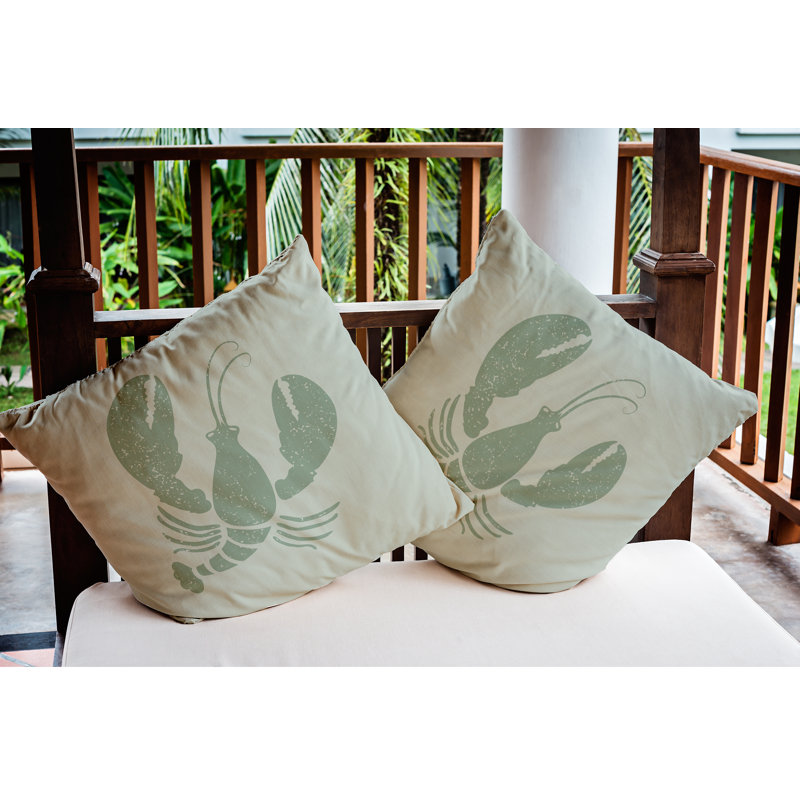 Housse de coussin et insert Lobster Coastal, 18 po x 18 po, Sauge