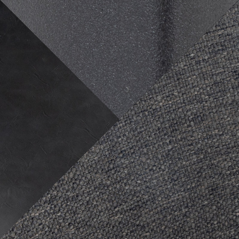 Chaise d'appoint Castillon, Similicuir noir / tissu gris