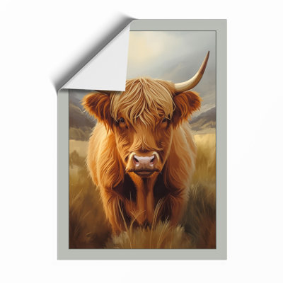 Highland Cattle Portrait Rustic - Framed Print