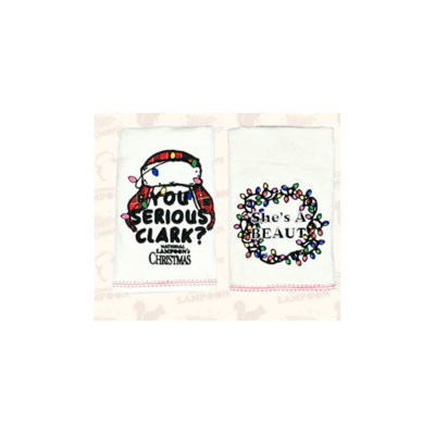 Serviettes de cuisine National Lampoon's Christmas Holiday | Paquet de 2 | Linges à vaisselle et essuie-mains 100% coton 16 x 28 | Cadeau de Noël Griswold (Clark / Beaut)