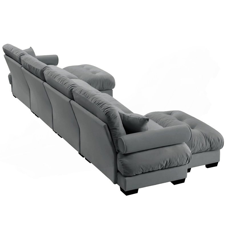 Canapé en velours conforme CAL117, Bleu, H 33,4 po x l 130 po x P 37 po