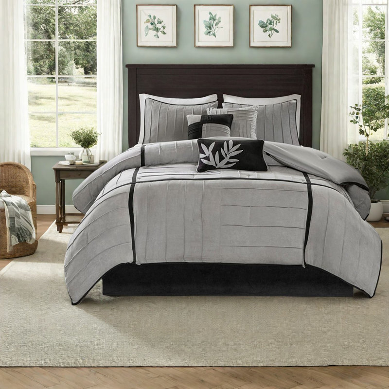Comfortable Grey Polyester Bedding Sets, Casual Suede Style For Home