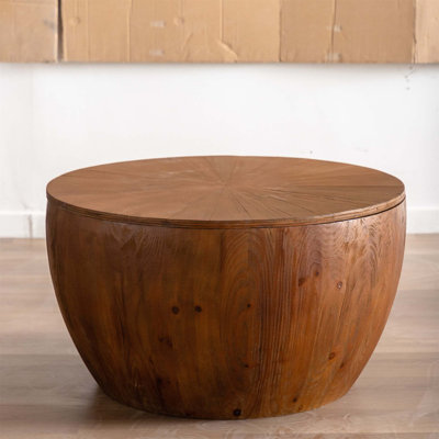 Vintage Style Bucket Shaped Coffee Table With Storage, Perfect For Office, Dining Room, And Living Room