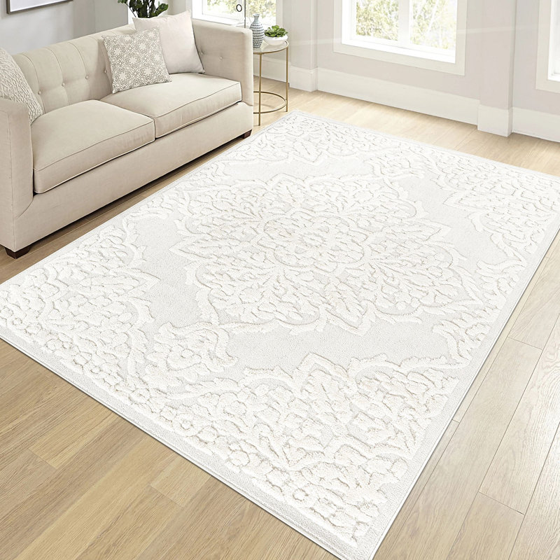 Collection High-Low Medallion /Indoor Area Rug, Modern, Contemporary, Geometric, Bohemian, Bedroom, Kitchen, Living Room, Non Shedding Carpet