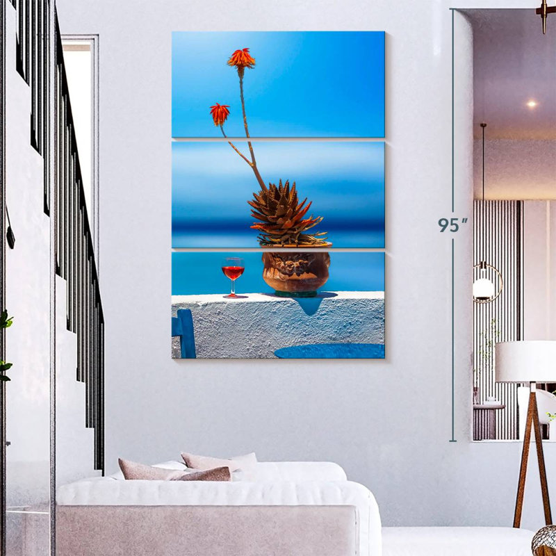 Harnek Enjoying Wine In Santorini, 45" H x 28" W