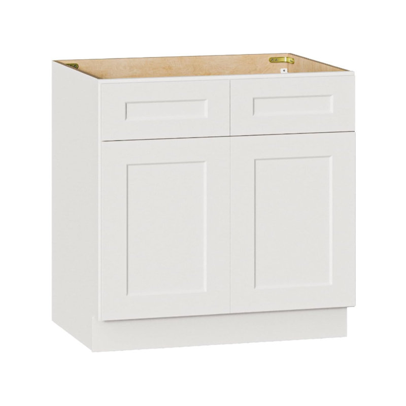 Armoire 33 po en bois 33 po - blanc, 24 po de profondeur, armoire à 2 portes prête à assembler (RTA) pour la cuisine ou la salle de bain (comptoir non inclus)