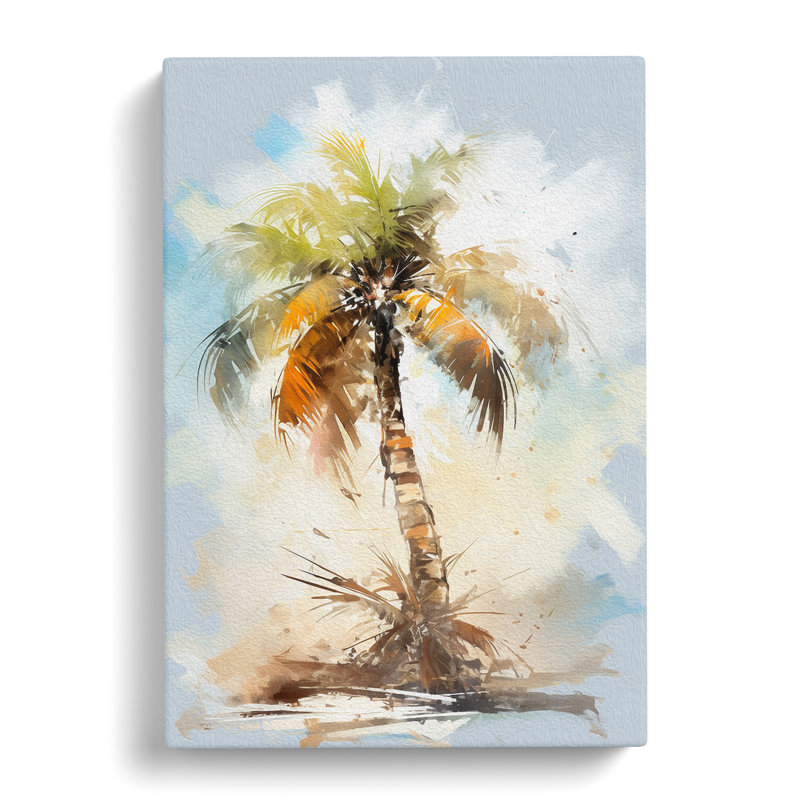 Palm Tree Gestural No.2 - Wrapped Canvas, 60cm H x 40cm W x 3cm D