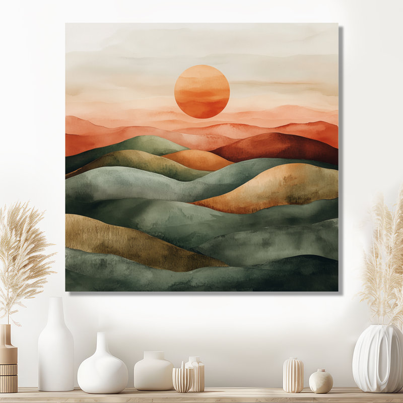 «Desert Horizon», art mural, toile de paysage sauge, Straimont, Toile tendue, H 30 po x l 30 po