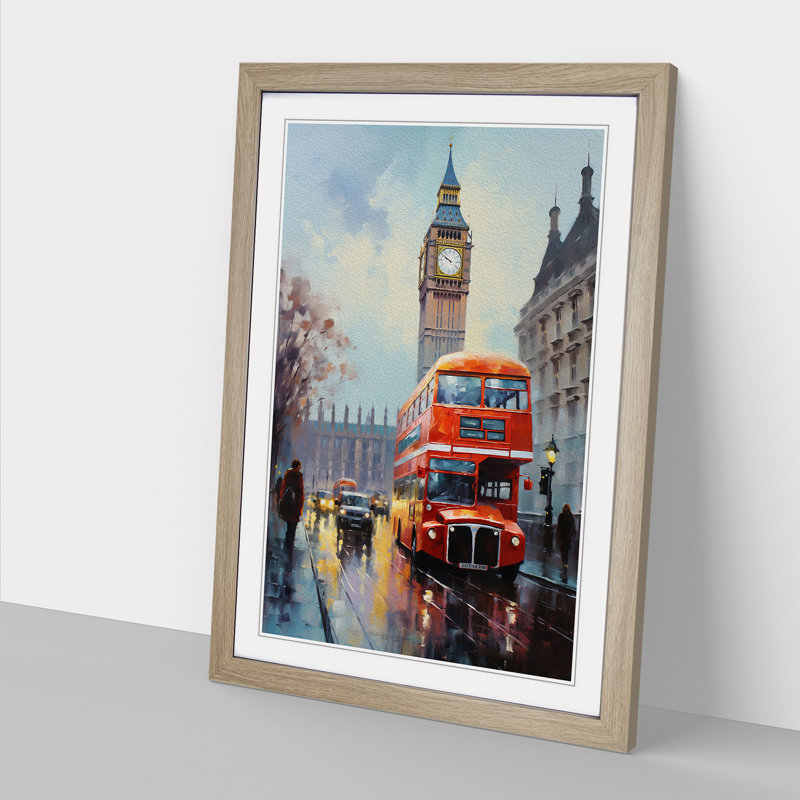 London Impressionism - Single Picture Frame Print on Wood, 34cm H x 25cm W x 2cm D, Oak