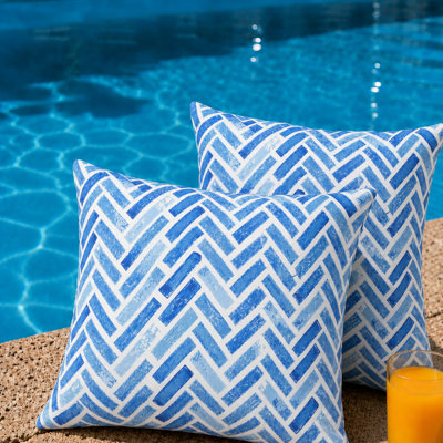 Ensemble de 2 coussins décoratifs d'extérieur / d'intérieur avec inserts avec fermeture à glissière, 18 po x 25 po imperméables, décoratifs, résistants à la décoloration pour canapé, canapé