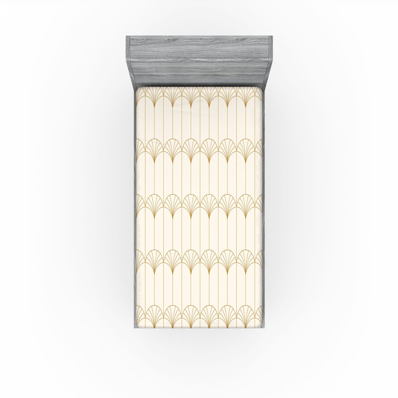  Drap-housse abstrait, Coquille d'œuf / brun sable, Drap-housse pour lit simple TG